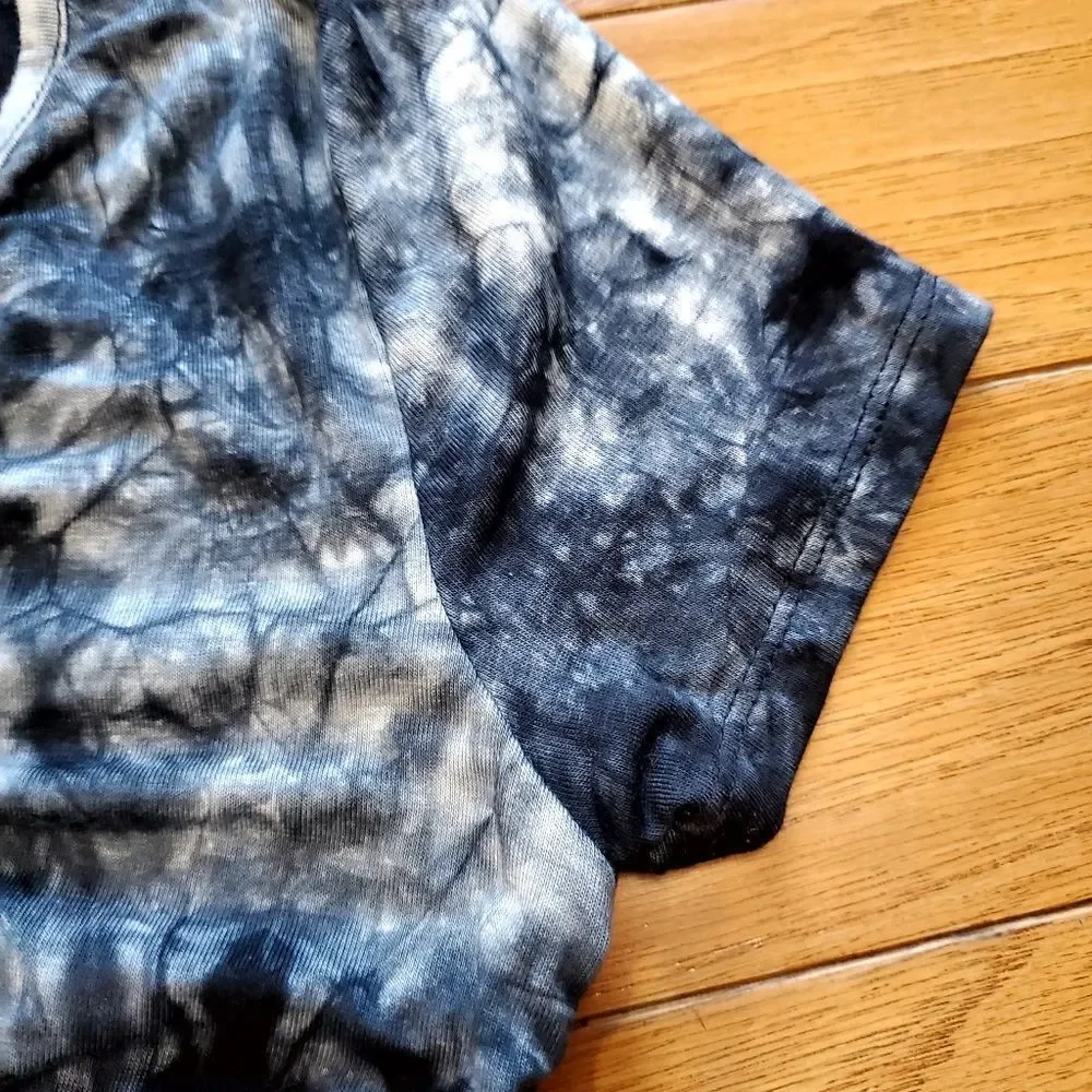 🔺️NWT Heart & Hips Black Tie Dye Cinched Crop Top Medium